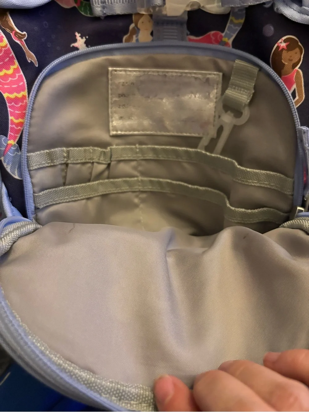 Pottery Barn Kids Navy Mermaid Print Backpack with Light Blue Accents